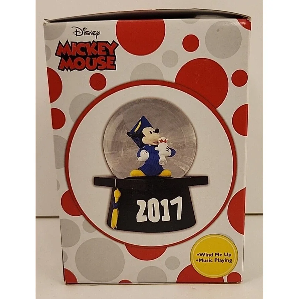 Disney Mickey Mouse 2017 Graduation Musical Waterglobe Snow Globe New in Box